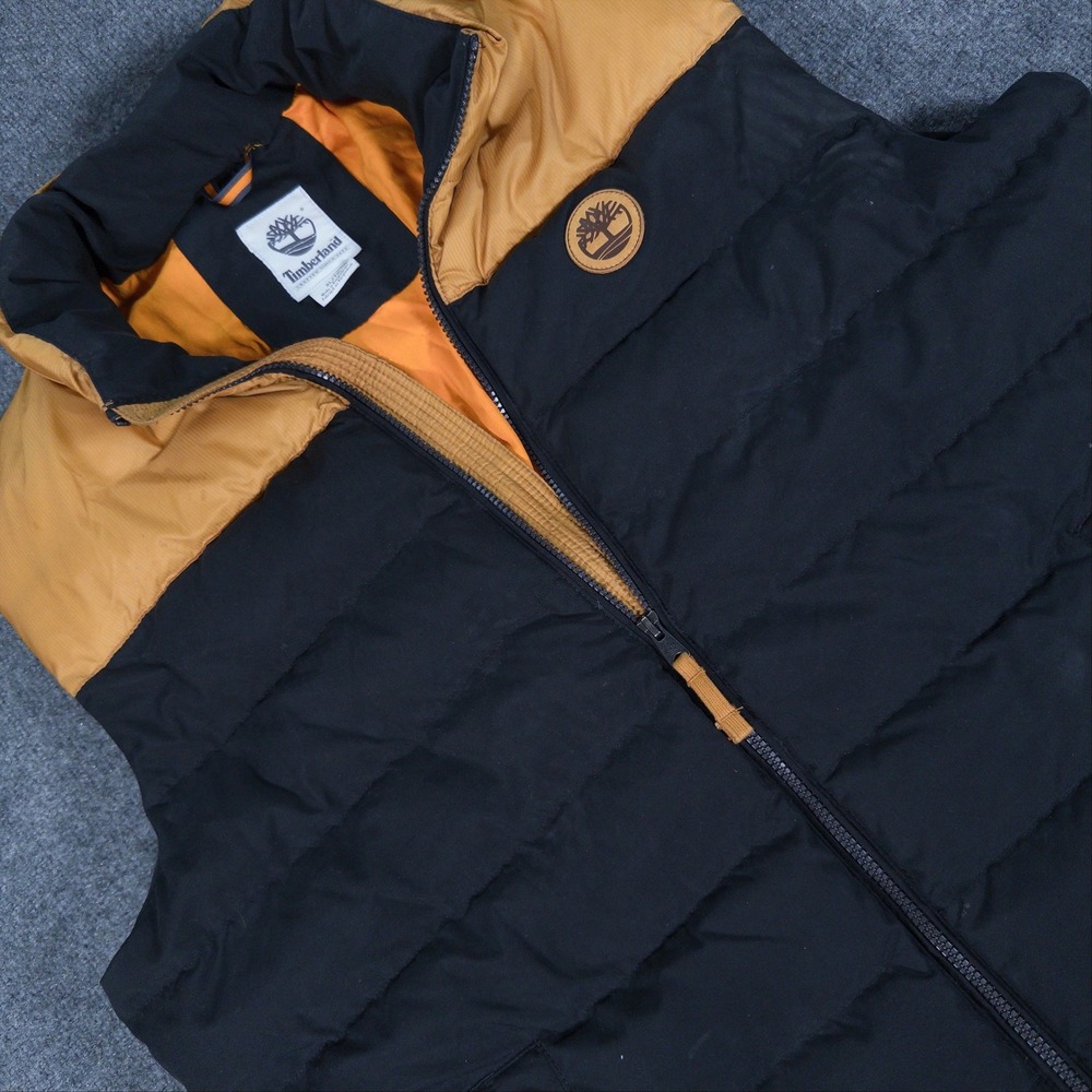 Timberland Mens Puffer Vest Black Yellow Colorblock TB0A2AZ3 XL